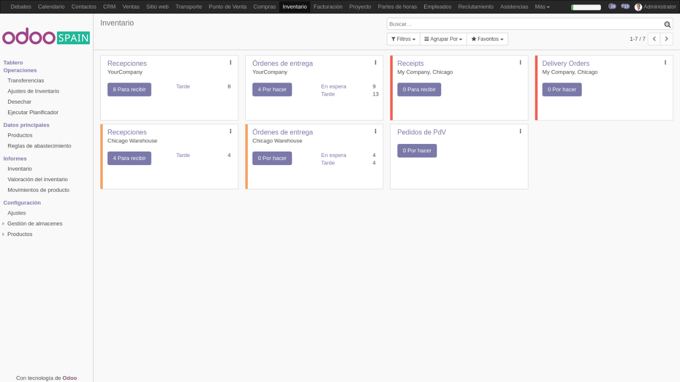 Una captura de pantalla del sistema Odoo, que muestra un formulario con campos en español, incluidos &#34;Nombre&#34;, &#34;Descripción&#34; y &#34;Precio&#34;, con opciones para los botones &#34;Crear&#34; y &#34;Eliminar&#34;.