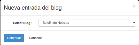 Una captura de pantalla mostrando la sección de &#34;Nueva entrada de blog&#34; del módulo blog de Odoo.